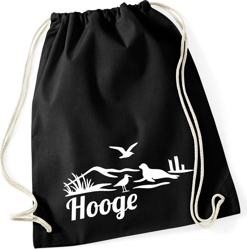 Huuraa Turnbeutel Hooge Strandmotiv 12 Liter Black Baumwolle Rucksack Geschenkidee