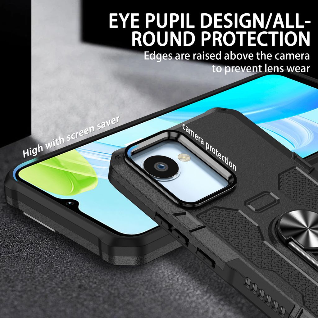 HONLEN Handyhülle Für Realme C31 – Mit 360° Drehhalter, Magnet Für Auto, Stoß- & Kratzfest, Blau