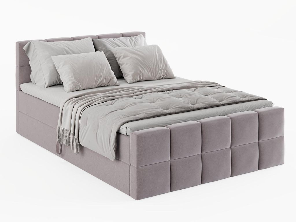 KONTINENTALBETT Vanessa 166/223 cm, in Hellrosa, Velours-Stoff, Bettkasten, Matratze, Topper