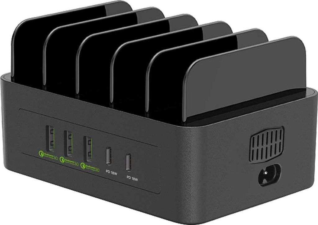 Avizar, 100W Ladestation 3 USB & 2 USB-C mit Lüfter, Produktbild 