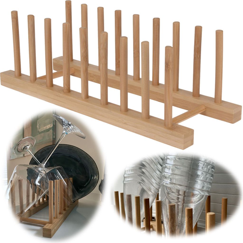 LS-Leben Stil Holz Abtropfgestell 34cm Bambus Abtropfgitter Produktbild 