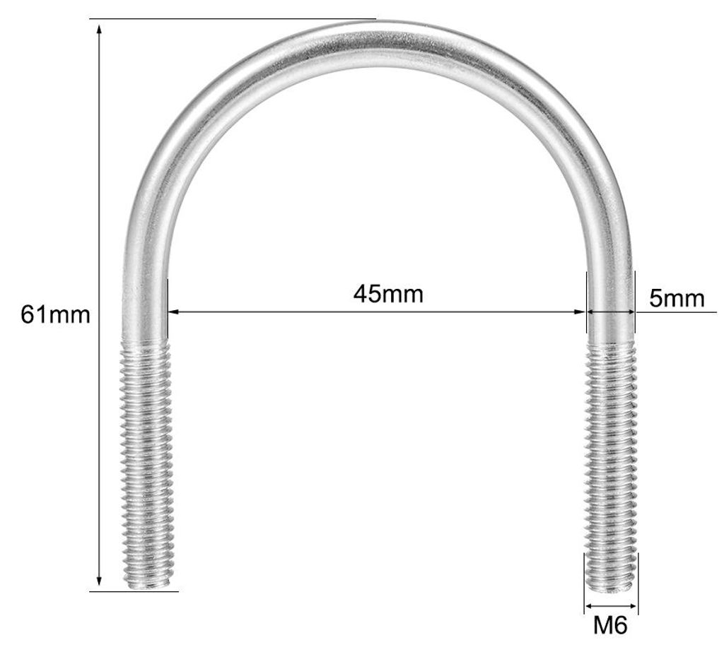 5 Stš¹ck Bš¹gelschraube Bš¹gelbolzen M6 304 Edelstahl U-Schraube Befestigungselemente fš¹r 42mm Rohrdurchmesser