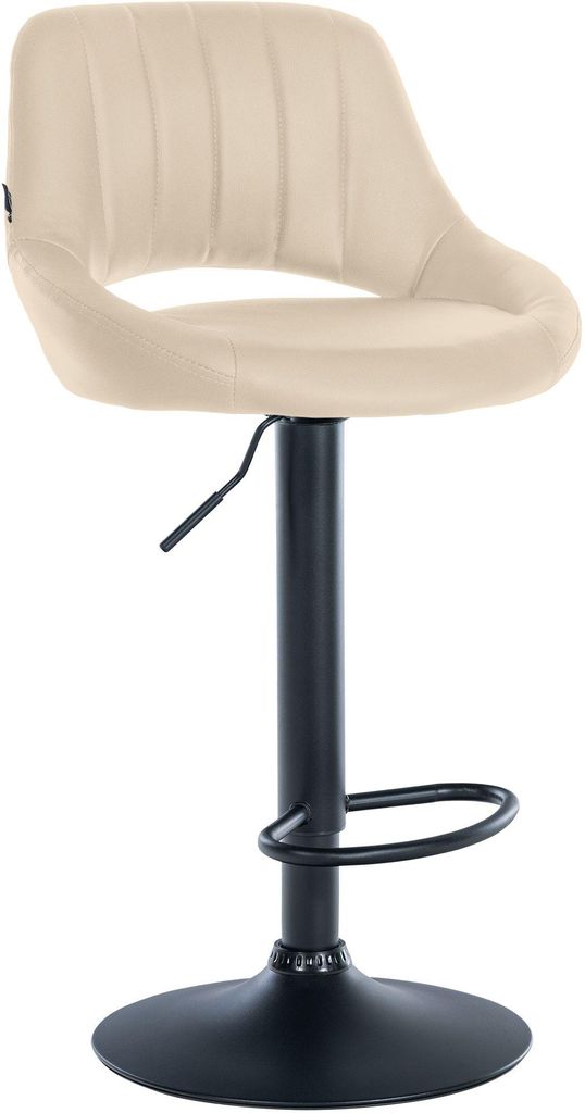 CLP Barhocker Milet Kunstleder höhenverstellbar drehbar mit Rückenlehne creme Gestell Farbe schwarz