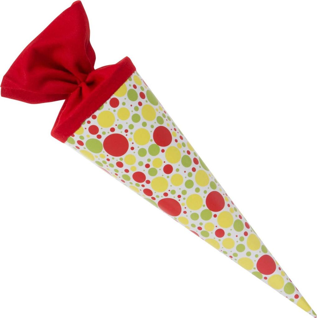 Schultüte 35cm Rot Punktemuster Lackkarton Geschwistertüte Produktbild 