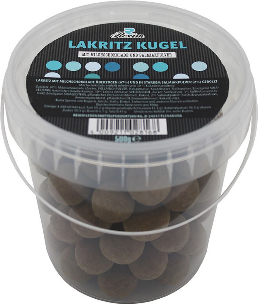 Rexim Lakritz Kugel mit Milchschokolade und Salmiakpulver Produktbild 