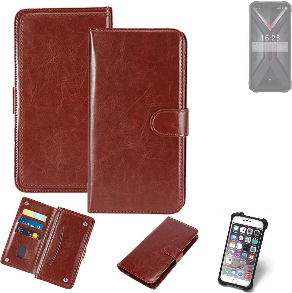K-S-Trade 360° Hülle kompatibel mit Hotwav T7 Pro braun Kunstleder Case BookCase WalletCase Kunstlederederhülle Handyhülle, Rundumschutz Bumper