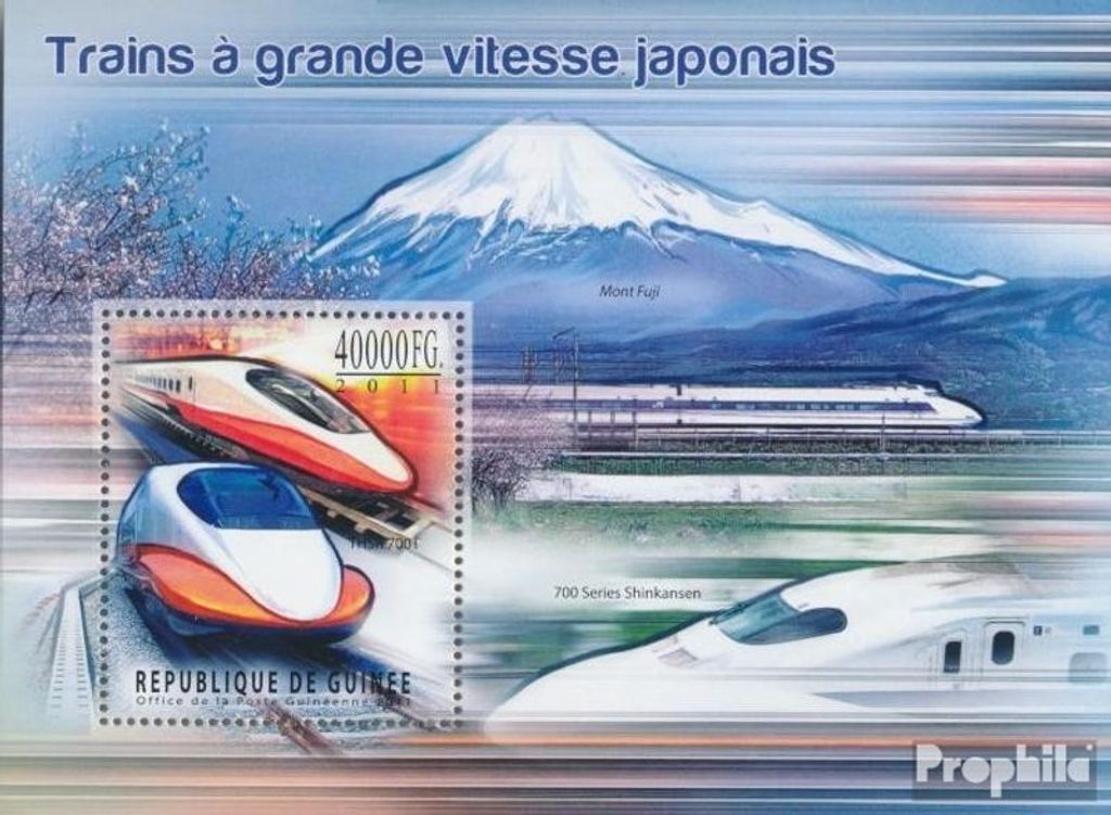 Briefmarken Guinea 2011 Mi Block 1957 (kompl. Ausgabe) postfrisch Japanische Schnellzüge