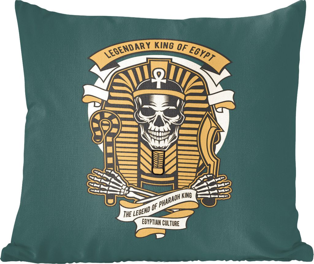MuchoWow Zierkissen Sofakissen Wohnzimmer Dekokissen 50x50 cm Pharao - Skelett - Ägypten - Retro - Komfort - Sofakissen