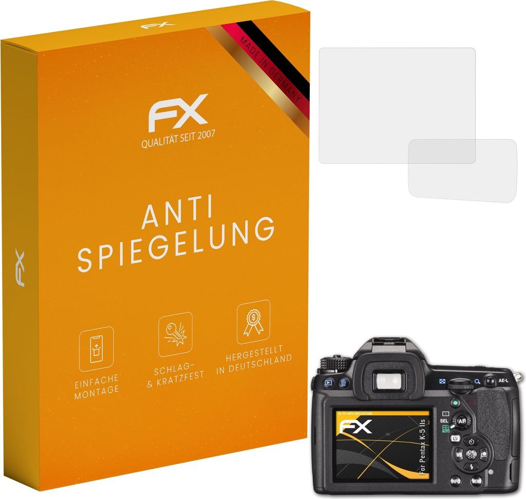 atFoliX FX-Antireflex 3x Schutzfolie kompatibel mit Pentax K-5 IIs Displayfolie