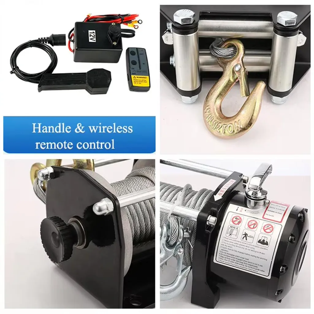Treuil électrique 12V 4500 lbs 2041kg avec moteur puissant de 1,4 kW