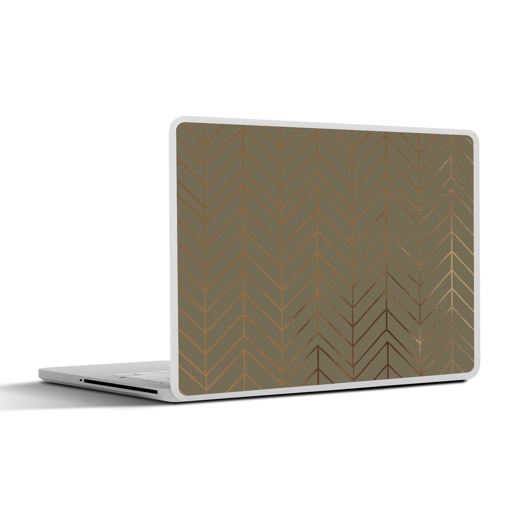 MuchoWow Laptop Aufkleber Sticker Cover Muster - Linie - Gold - Grün 30x21 cm - Sticker für Laptop - Selbstklebend