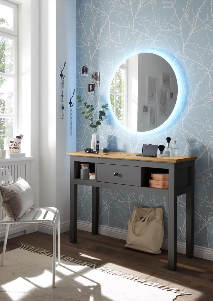 Coiffeuse Grise Bozeman 114x86x41cm - Solution Gain de Place et Rangement - 5