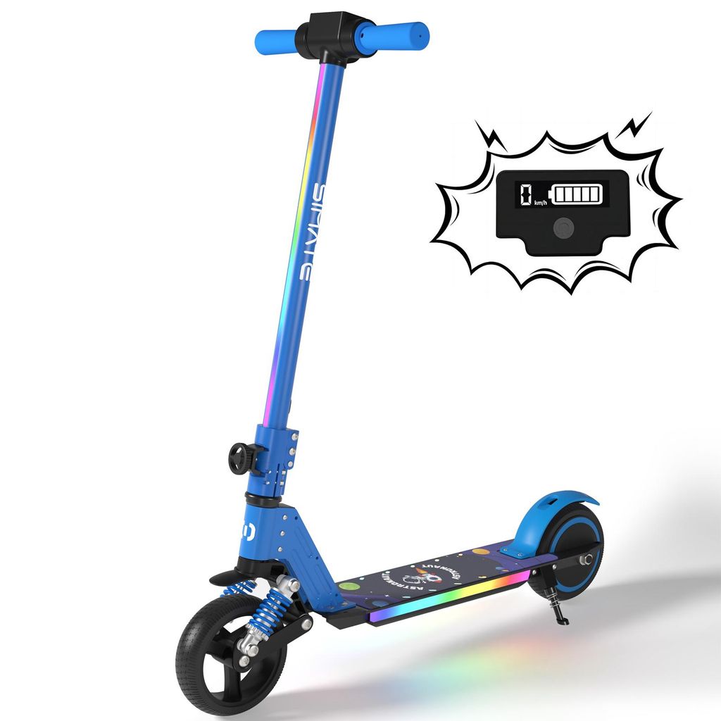 KXQ-EPRO Elektroscooter Kinder Klappbar Elektroroller Blau Neu Kinderroller Kinder und Jugendliche, 130W Motor,14 km/h,5-8 km Reichweite E-Scooter