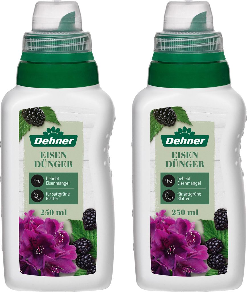 Dehner Eisendünger, hochwertiger Flüssigdünger, Dünger für Balkonpflanzen / Gartenpflanzen , NPK-Dünger, mit Spurennährstoffen, 2 x 250 ml (...