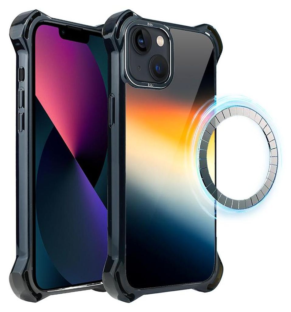 Schutzhülle für das iPhone 13, MagSafe-kompatibel, verstärkte Ecken, schwarz, weißes Licht, dunkler Himmel
