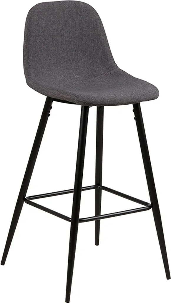 Tabouret de bar Alice gris en velours avec assise rembourrée confort