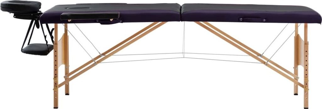 Möbel Massageliege Klappbar 2-Zonen mit Holzgestell Schwarz - Massagebänke CLORIS2843033
