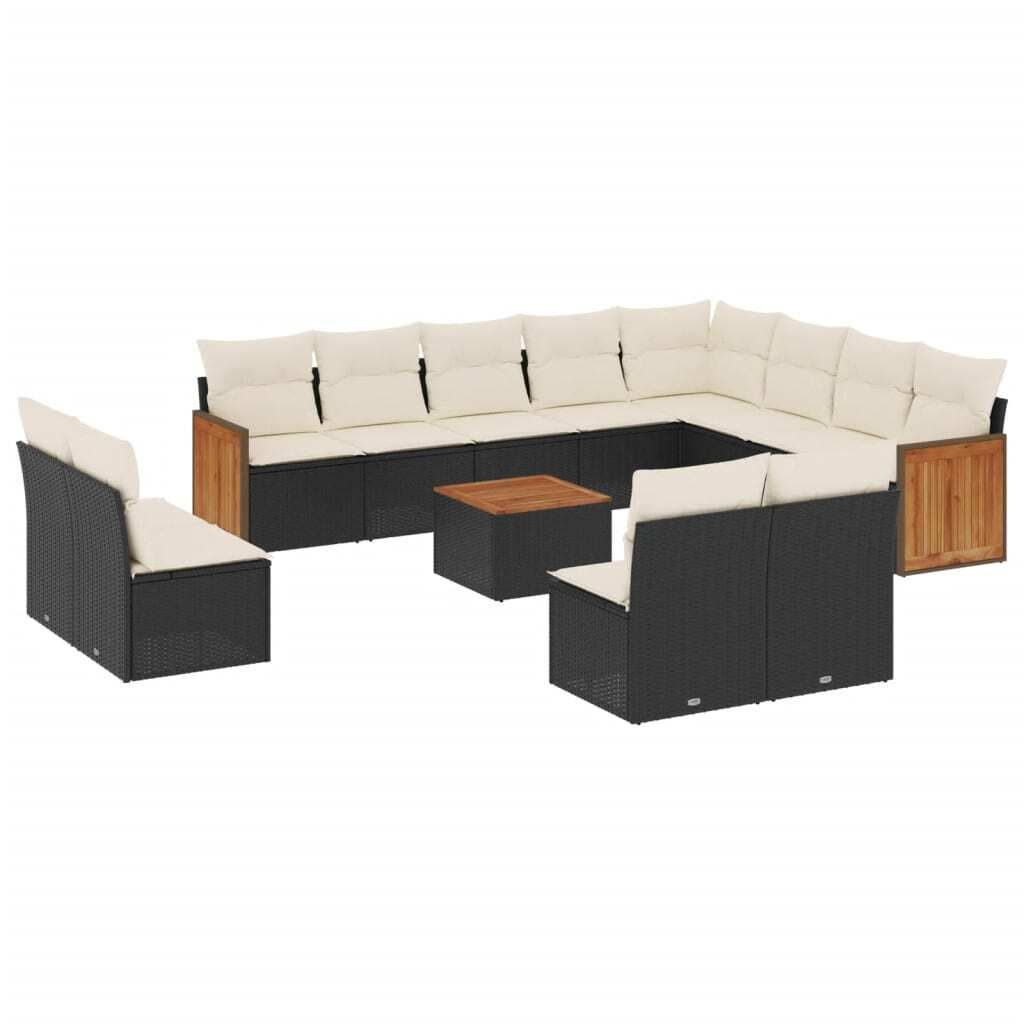 "im Sonderangebot" 13-tlg. Garten-Lounge-Set - elegantes Design - Sitzgruppe/Gartengarnitur - mit Kissen Schwarz Poly Rattan - Terassenmöbel DEMö...