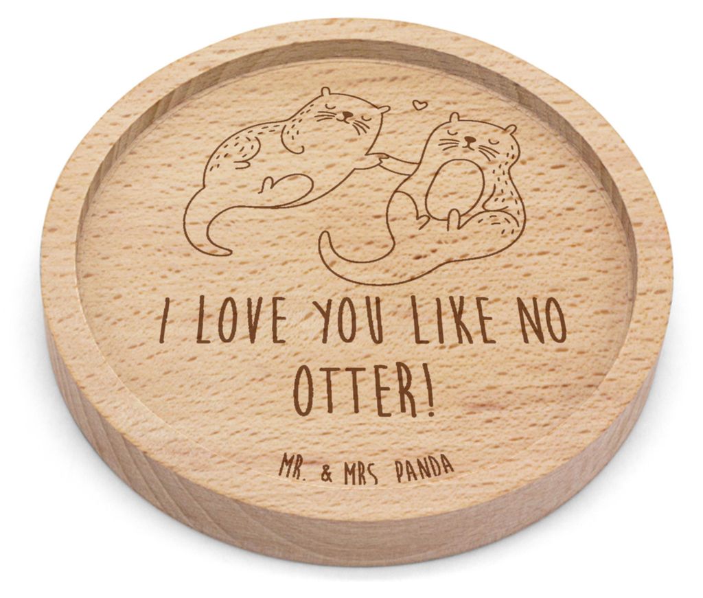 Mr. & Mrs. Panda Tassenuntersetzer Otter Hände halten - Transparent - Geschenk, gläseruntersetzer, glücklich, Verliebt, Glas-Untersetzer, Romant...