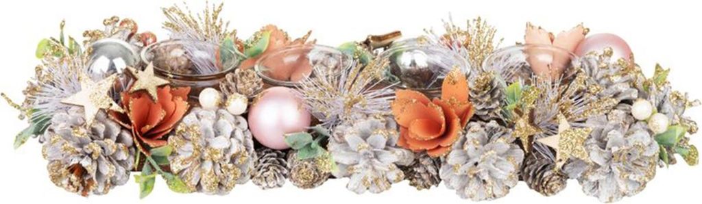 A festive Christmas decoration arrangement.