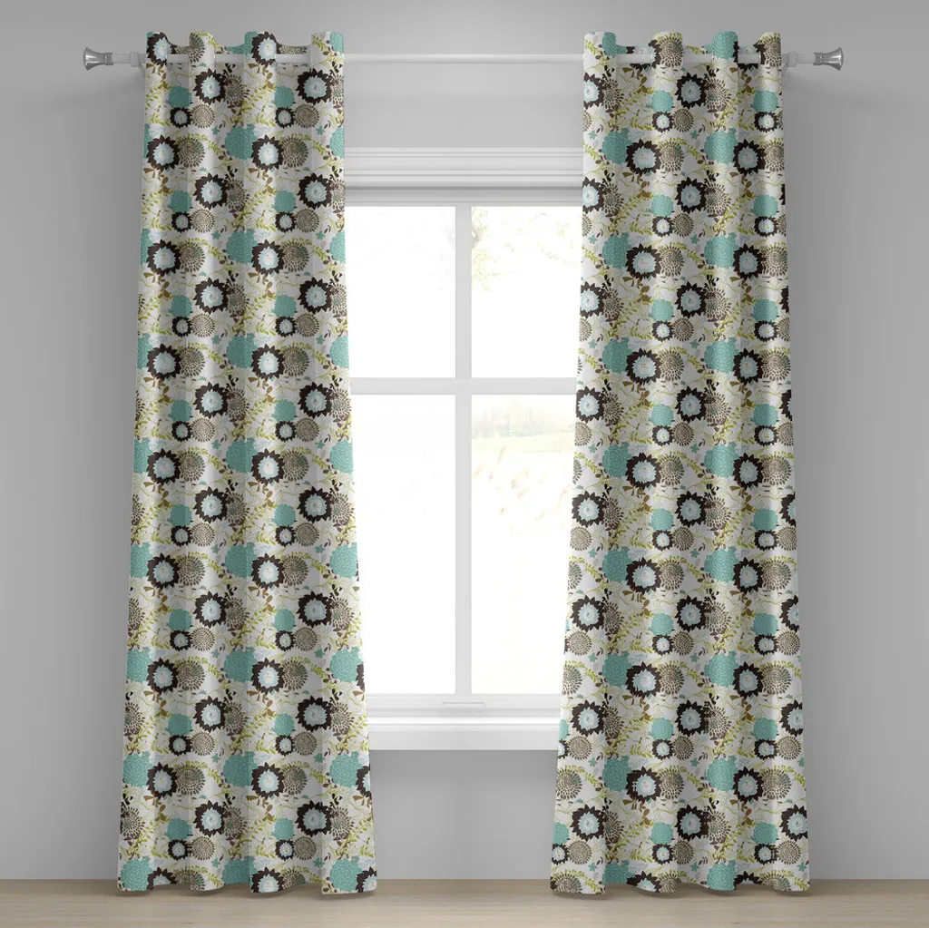 Rideau à œillets anti-regard fleurs vintage 280x175cm vert mousse