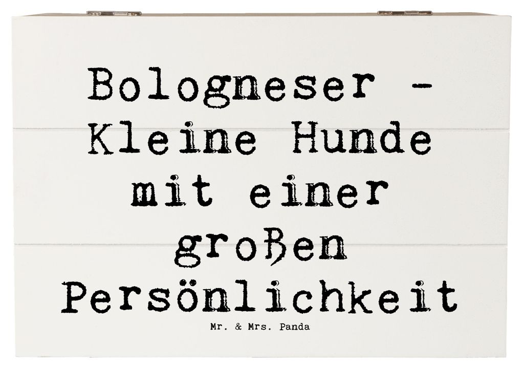 Mr. & Mrs. Panda Truhe Spruch Bologneser Charakterstark 22 x 15 cm - Weiß - Geschenk, Hunderasse, Hundeliebhaber, schatztruhe, Hunderassen Charakt...
