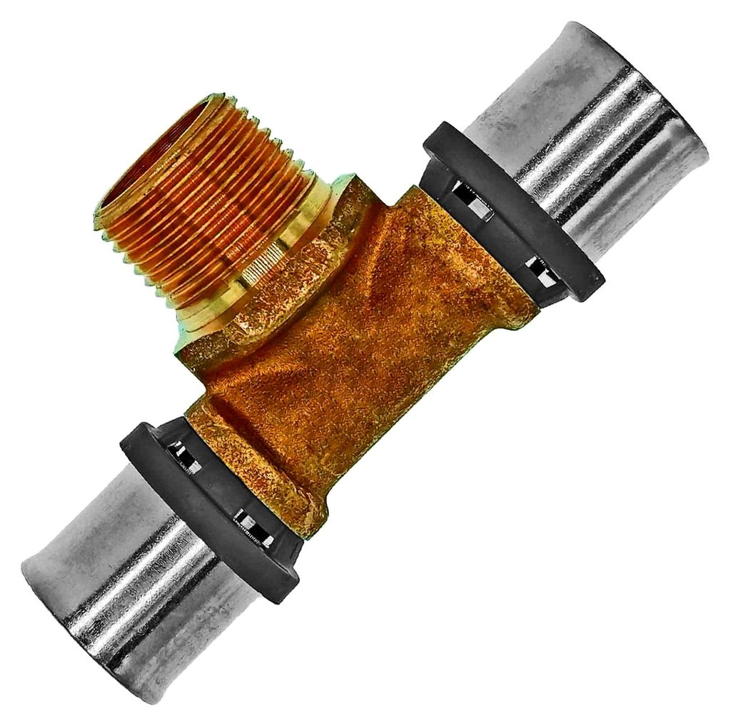 T-Stück mit 1 1/4" Rohr Zoll Außengewinde AG für 32,0 x 3,0mm Mehrschicht-Aluminium-Verbundrohr Außendurchmesser x Wandstärke Pressfitting aus...