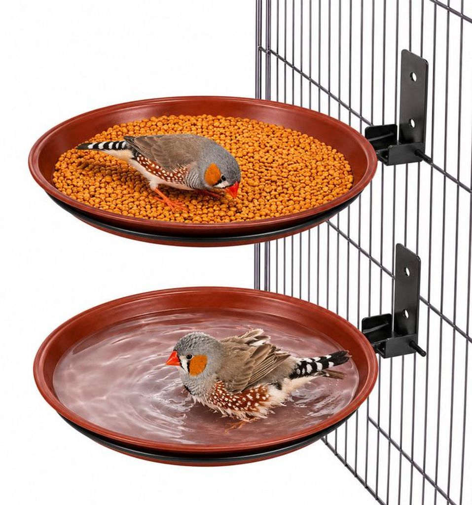 2er-Set Vogeltränke & Futterstelle hängend, Ø20cm Vogeltränken, PP+Eisen, frostfest, inkl. Wandhalterung – für Garten, Balkon, Terrasse