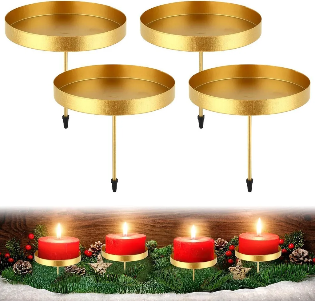 Candelabri Natalizi Design Nero Oro | Set 6 Pezzi Corona Avvento