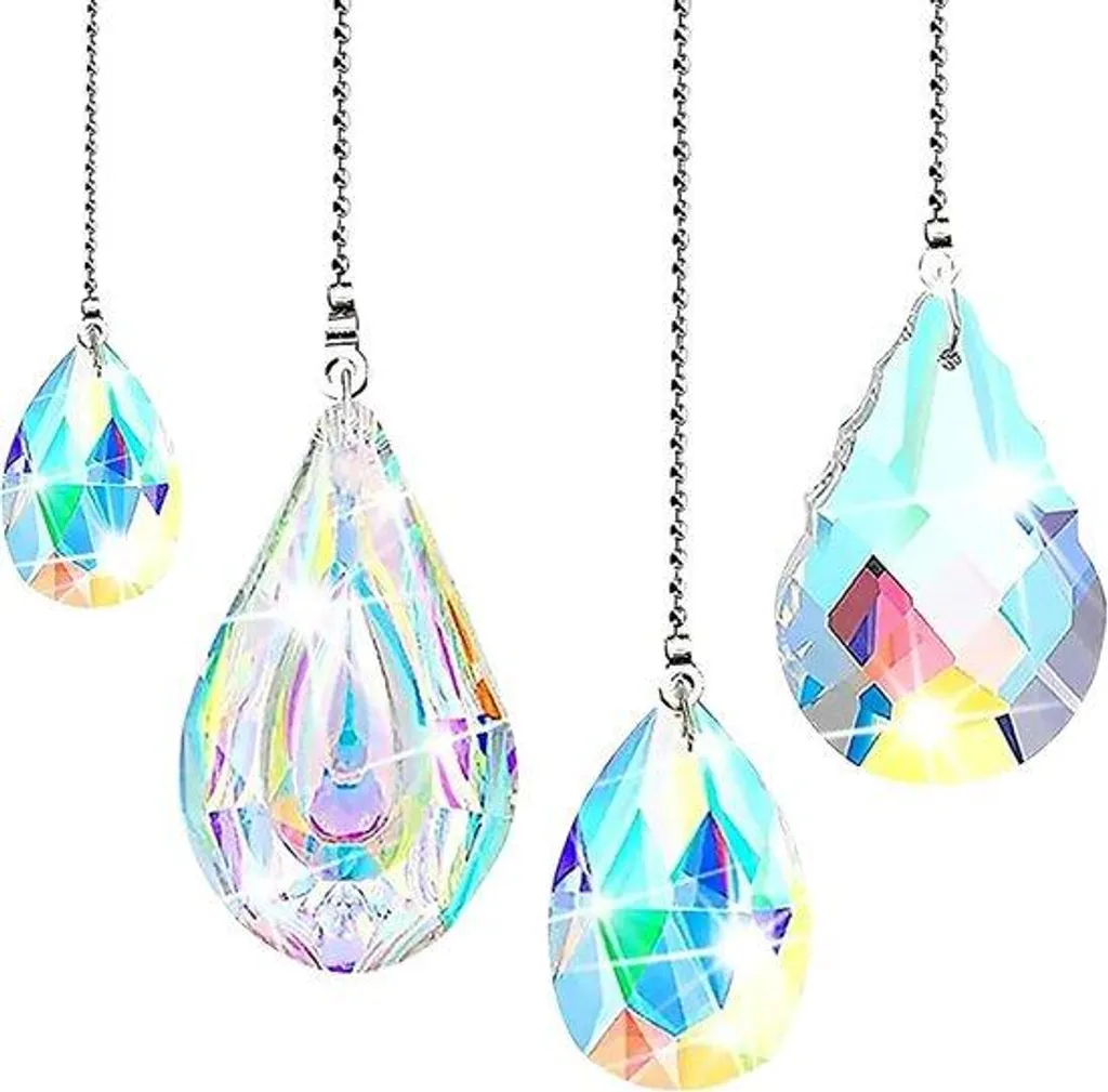 Lot de 4 Suncatchers en Cristal Prismatique 38mm - Capteur de Lumière