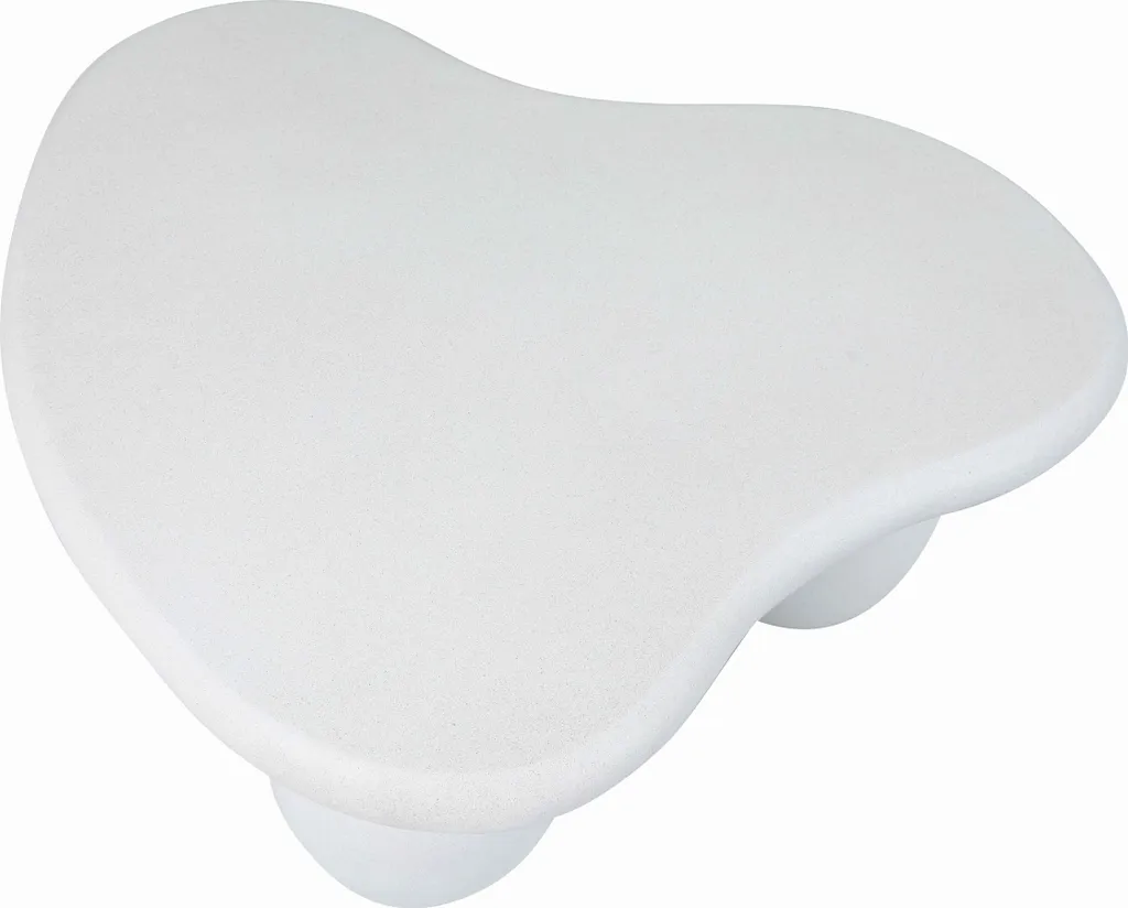 Table basse de salon de jardin grise forme galet aspect béton 80cm