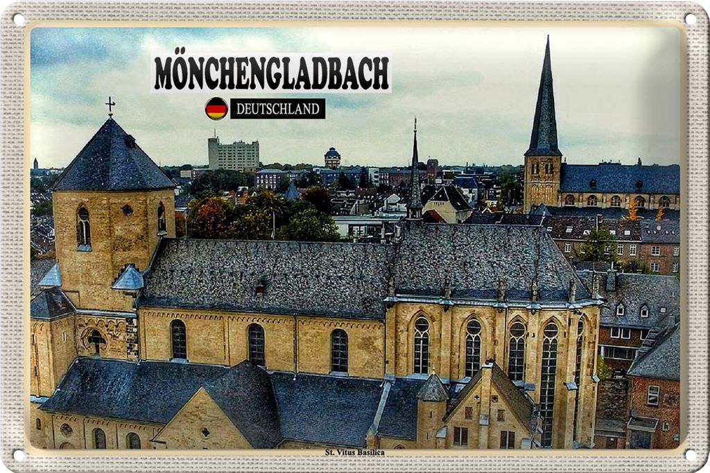 Blechschild Städte Mönchengladbach St. Vitus Basilica 18x12cm