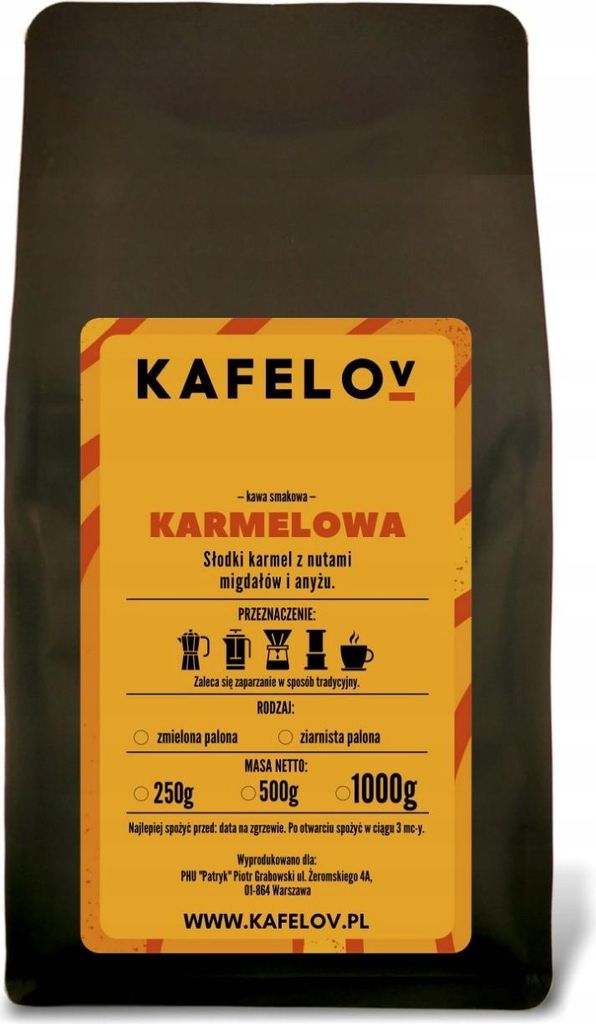 KAFELOV | Kaffeebohnen Karamell - 250g - Süßer Karamellgeschmack - 100% Arabica