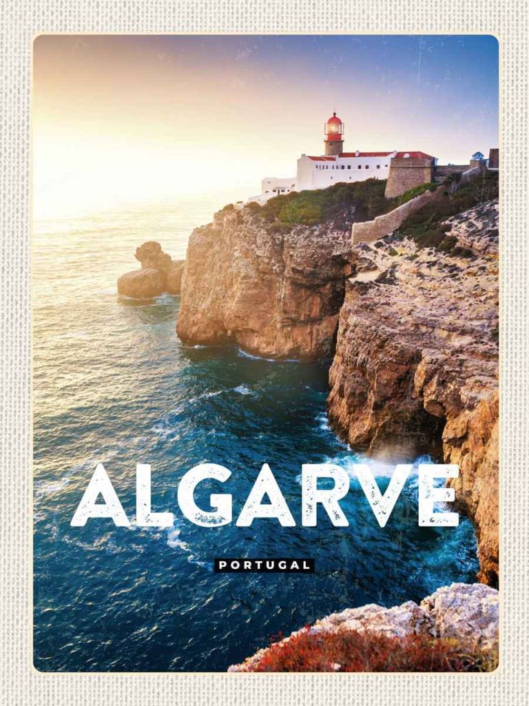 vianmo Holzschild 40x30 cm Algarve Portugal MeerPoster Bildmotiv Reisemotiv Straße Stadt