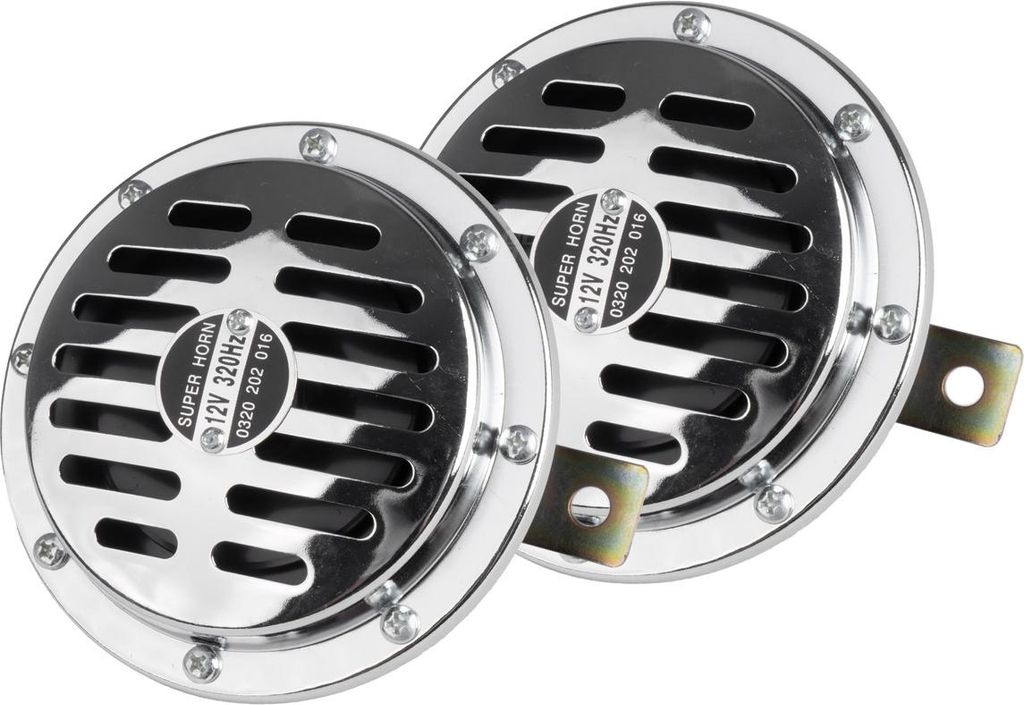 Klakson 12V Chrom Hupe 125mm AMIO-04074 Lautes Signal 110dB