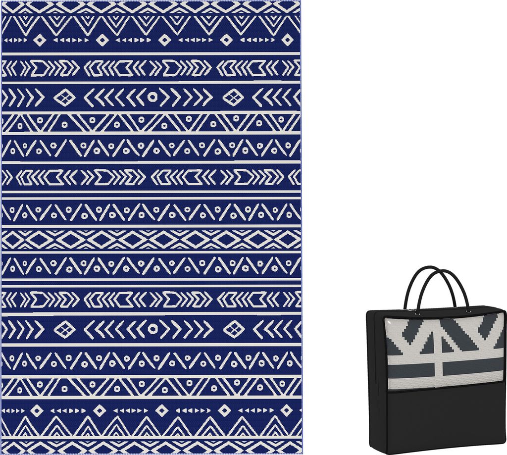 Outsunny Outdoor Teppich robuster Wetterfest Outdoorteppich, Carpet Blau+Weiß