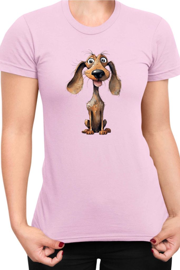 Damen T-Shirt Funny Dogs Breeds Dachshund Dog Breed 010, Lady XL / Hellrosa