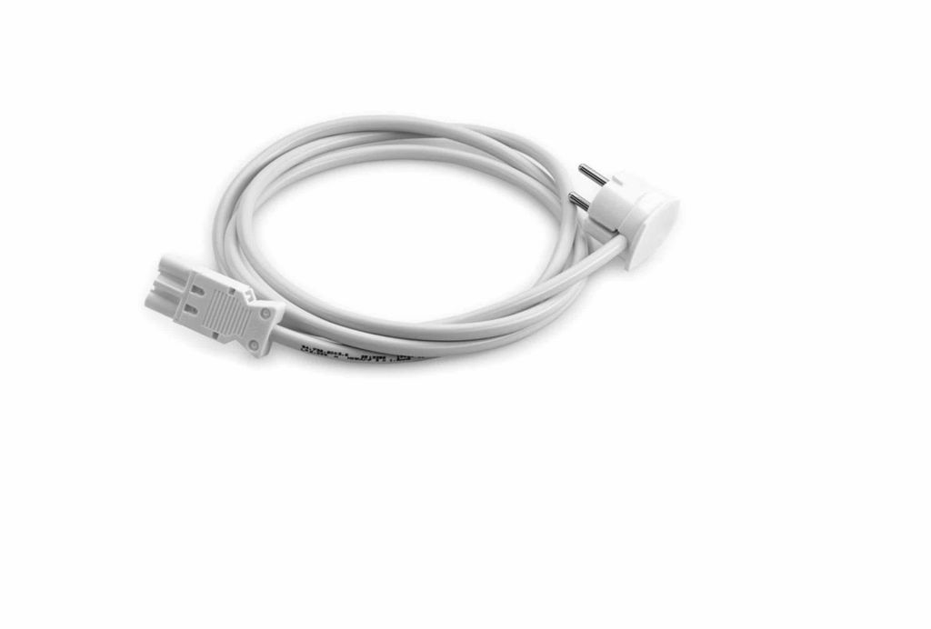 Netzanschlussleitung 2. weiß, L 2000 mm. Mit Winkelstecker und flachem