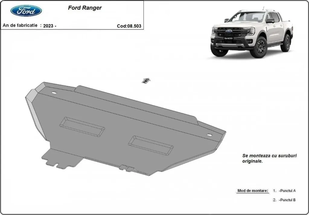 Protection de radiateur en acier pour Ford Ranger - Blindage robuste 5mm - 3