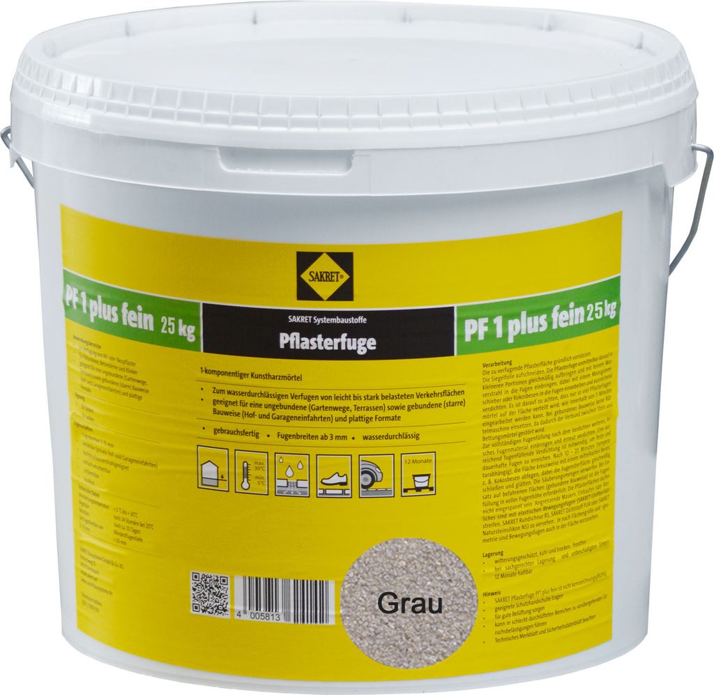 SAKRET Pflasterfugenmörtel PF1 Plus FEIN Grau 25kg Produktbild 