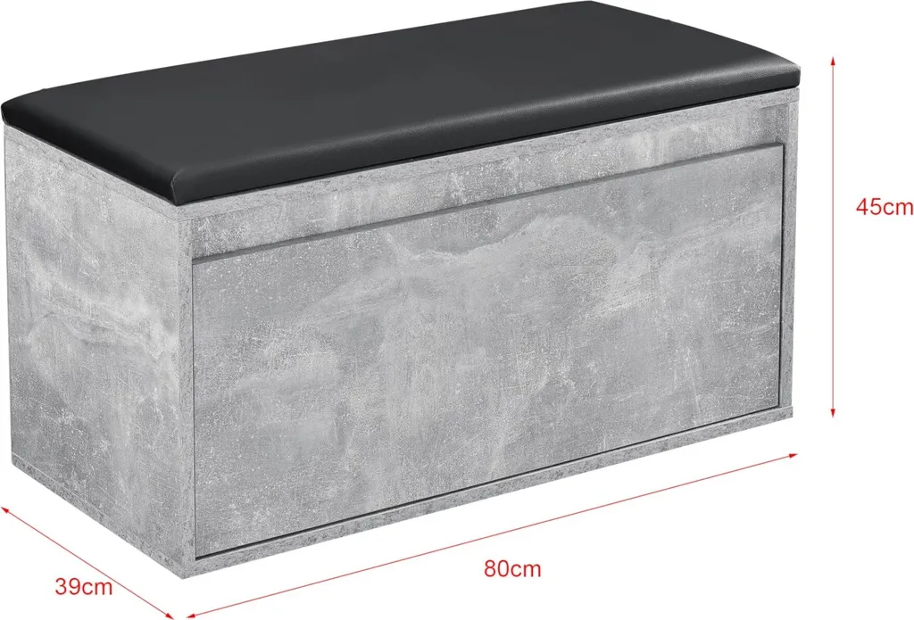 Panca Scarpiera Dublin Cemento e Nero 80x39x45 cm | In And OutdoorMatch - 2
