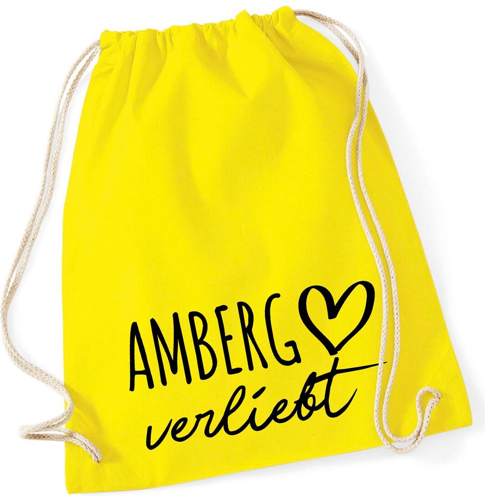 Huuraa Turnbeutel Amberg verliebt 12 Liter Yellow Baumwolle Rucksack Geschenkidee