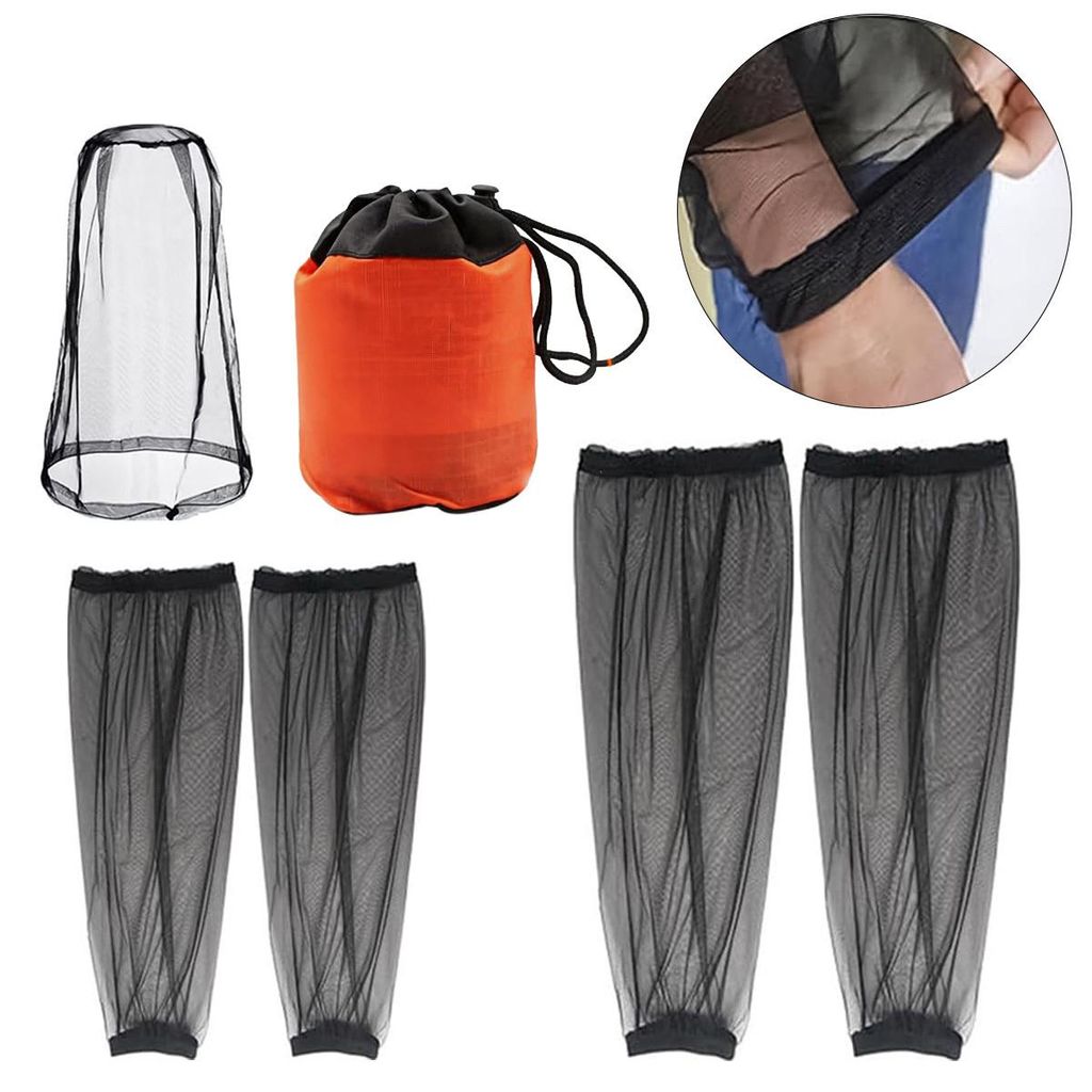 Mückenschutz Set Outdoor, Anti-Insekten Arm- & Beinschutz atmungsaktiv, elastisch, feines Mesh, für Camping, Angeln & Wandern, mit Aufbewahrungsb...