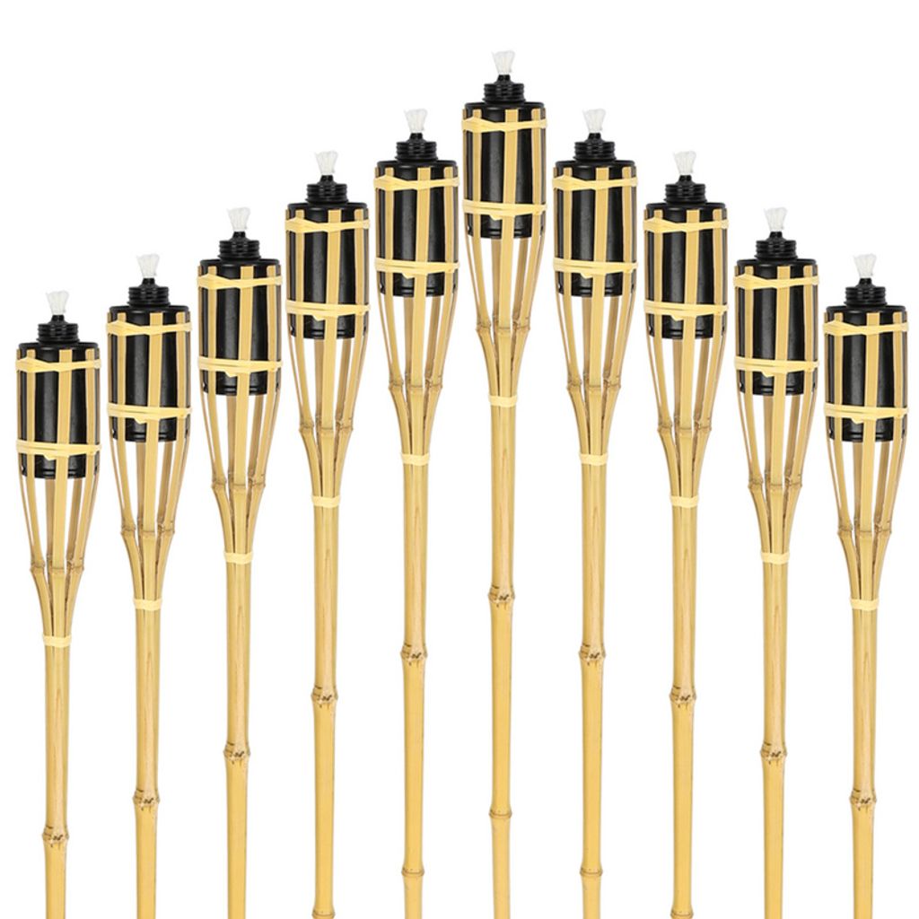 Jiubiaz Gartenfackeln Set 30x Lampen Fackeloel Docht 90cm Bambus Ölfackeln für draußen Lampenöl für fackeln Flammen Feuer Party Deko