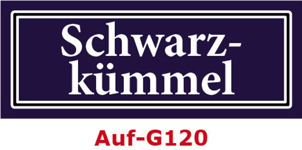 25 Stück Gewürzaufkleber Schwarzkümmel 40x16mm Gewürzetiketten Sticker Lebensmittel (Auf-G120)