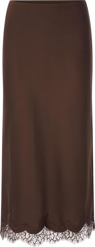 Rich & Royal Satin midi skirt dark chocolate XS