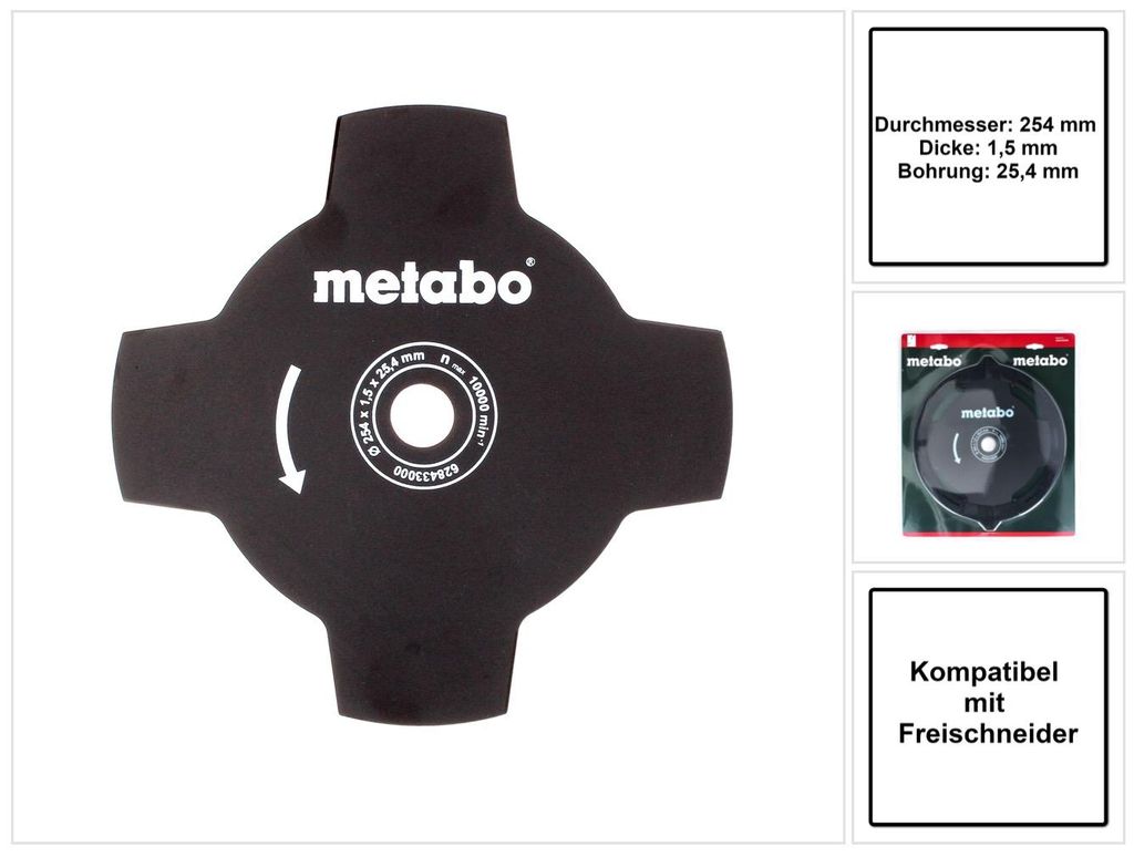 Metabo Lama per erba a 4 denti ( 628433000 ) 254 x 1,5 x Immagine del prodotto 