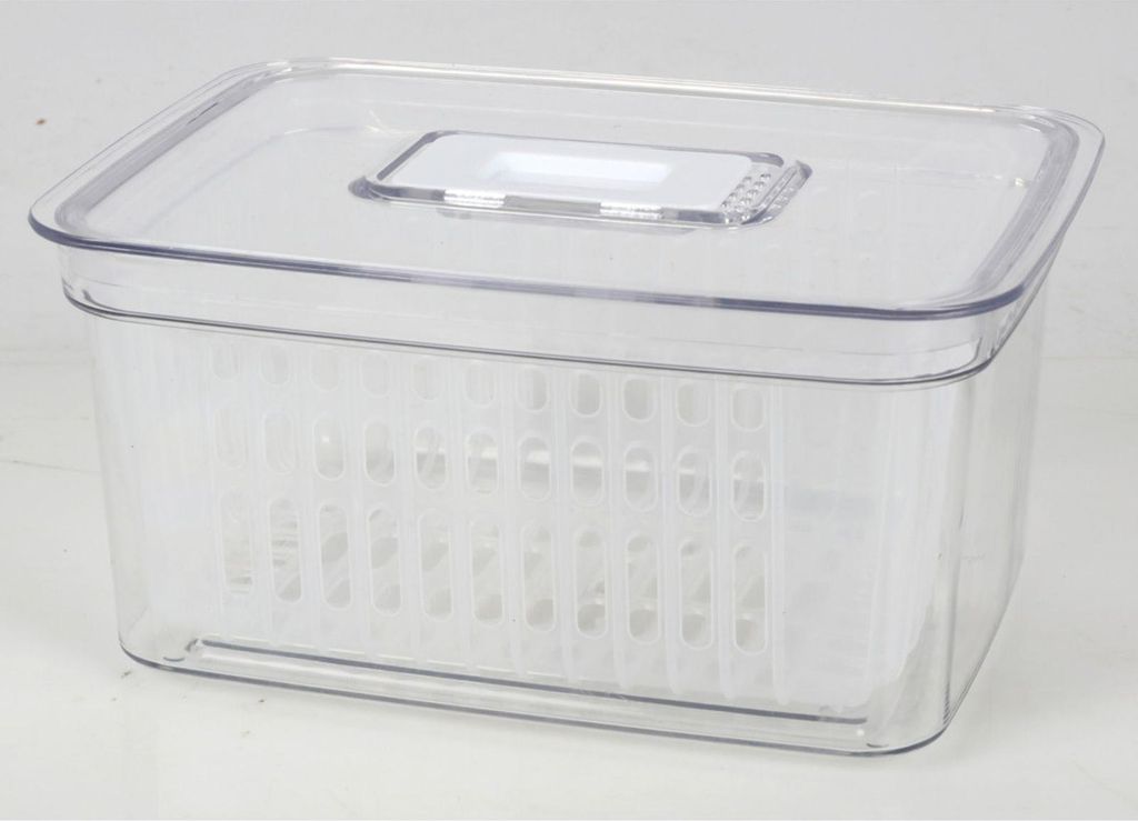 Kühlschrankbox 2L mit Einsatz PP PET transparent | Vorratsdose zur Lebensmittelaufbewahrung | Stapelbar, BPA-frei & spülmaschinengeeignet