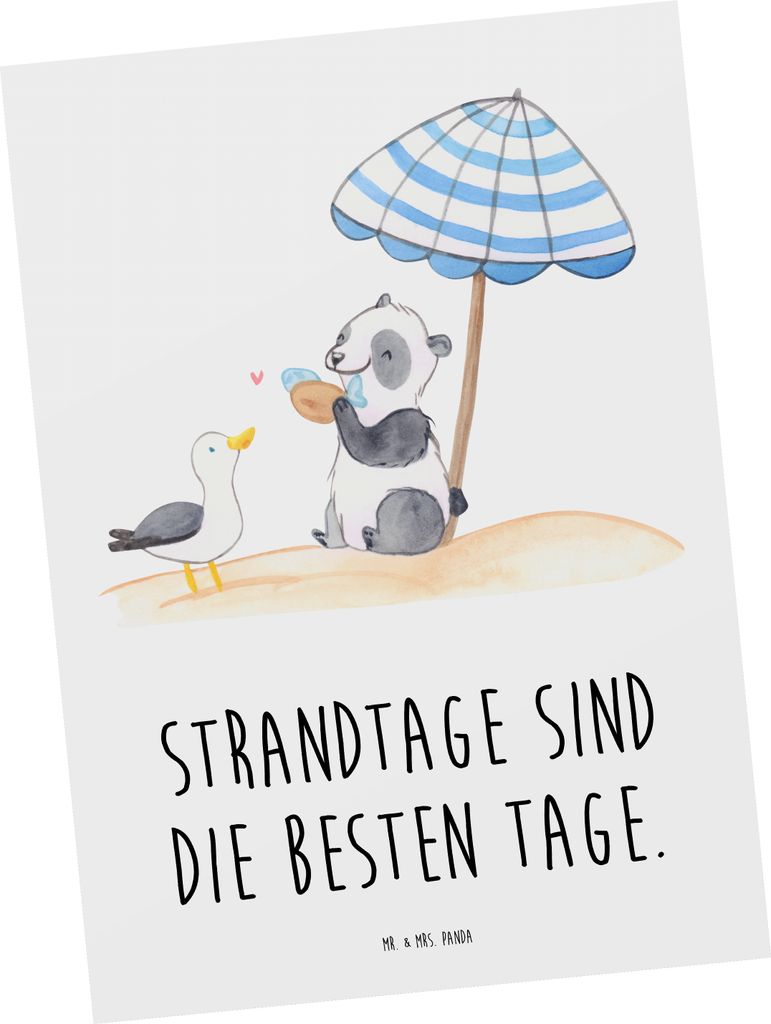 Mr. & Mrs. Panda Postkarte Sommer Strandtage - Weiß - Geschenk, Emotionen, Strand, Gemütlichkeit, Urlaub Am Meer, Motive, Küste, bildkarte, Lebe...