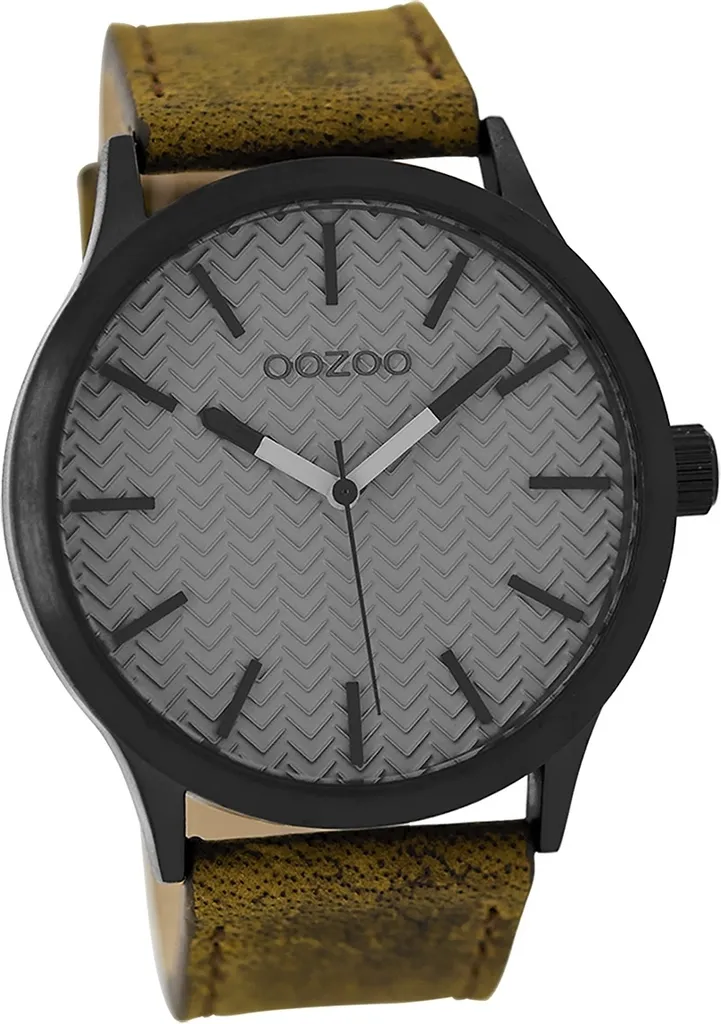 Montre bracelet en cuir marron pour homme style casual Oozoo mat